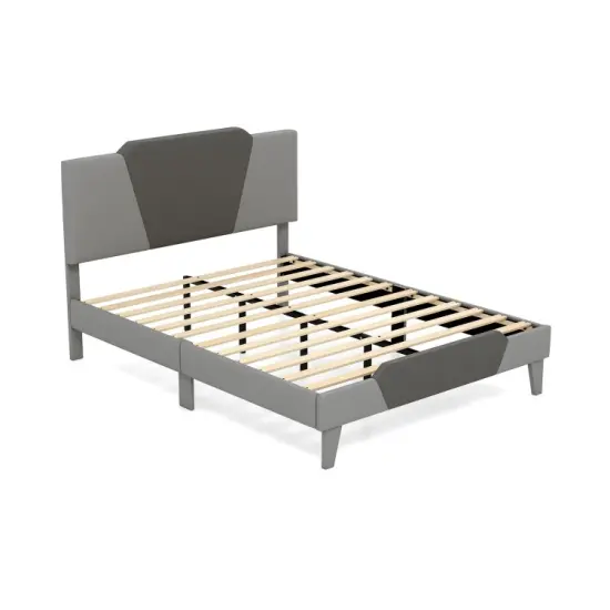 Full/Queen Velvet Upholstered Bed Frame with High Headboard, Soft Touch, Modern Design {1}