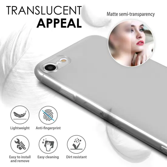 Translucent Matte Case For iPhone SE 2020 (2nd Gen), Semi-Transparent Smooth Touch Soft TPU Thin Cover White, by Insten {3}