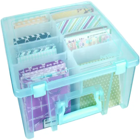 ArtBin Super Satchel Double Deep Box W/Dividers-15.25"X14"X6.25" Aqua Mist {6}