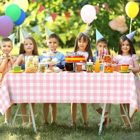 4 Pcs Pink Gingham Tablecloth {2}