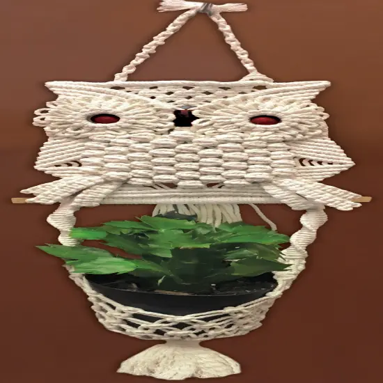Design Works/Zenbroidery Macrame Wall Hanging Kit 8"X24"-Owl Planter {2}