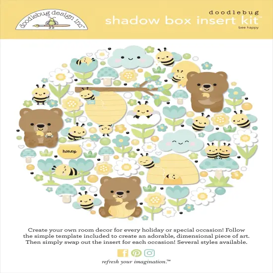 Doodlebug Design Shadow Box Insert Kit-Bee Happy {1}