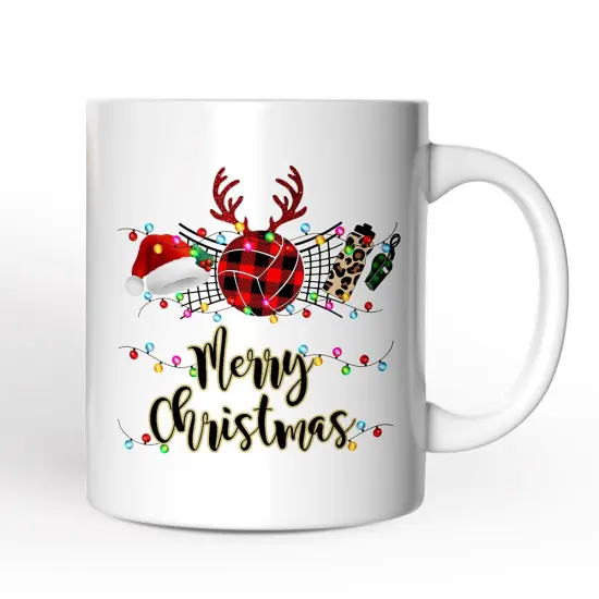 Volleyball Buffalo Plaid Christmas Mug, Team and Coaches Gift {1}