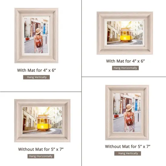 5x7 Wood Picture Frames,Display Photos 4x6 with Mat or 5x7 Without Mat {2}