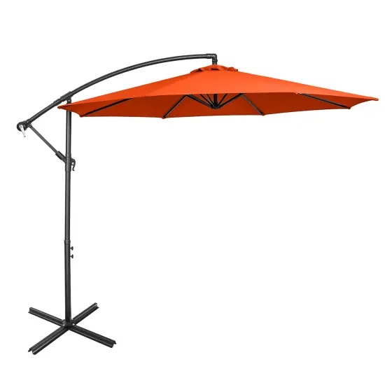 Costway10 FT Patio Offset Umbrella w/8 Ribs Cross Base Tilt {8}