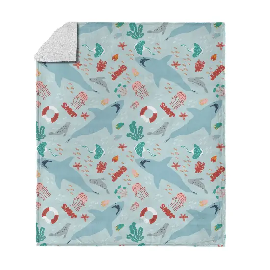 Universal Jaws Silk Touch Sherpa Throw Blanket Shark Splash {9}