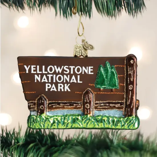 Old World Christmas 2.75 In Yellowstone National Park Christmas Tree Ornament , Vacation Travel Old Faithful Brown {3}