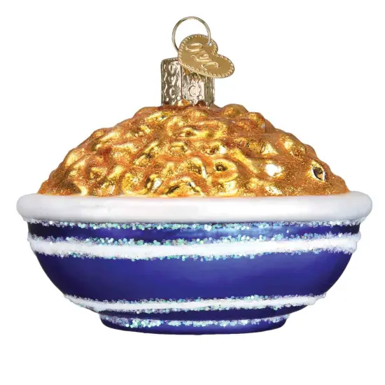 Old World Christmas 2.5 Inch Bowl Of Mac & Cheese Tree Ornament , Noodles Masterpiece Blue {2}