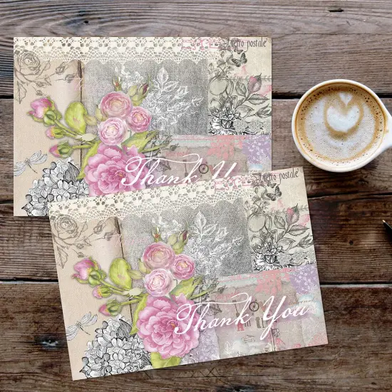 Great Papers! Vintage Scrapbook Thank You Note Card and White Envelope, 4.875" x 3.375", 24 count {4}