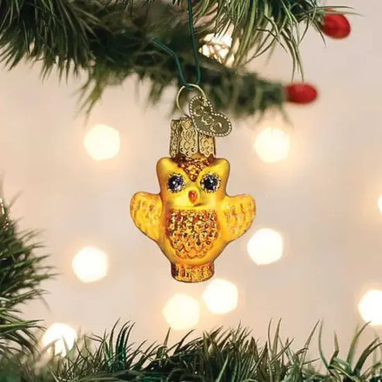 Old World Christmas 1.75 In Mini Halloween Owl Halloween Tree Ornament , Wisdom Bird Gold {3}