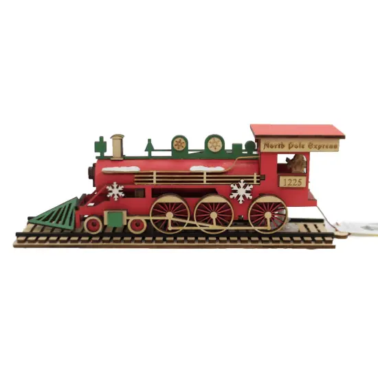 Ginger Cottages 3.0 Inch Santa's Np Express Engine Tree Ornament , North Pole Train Red {1}