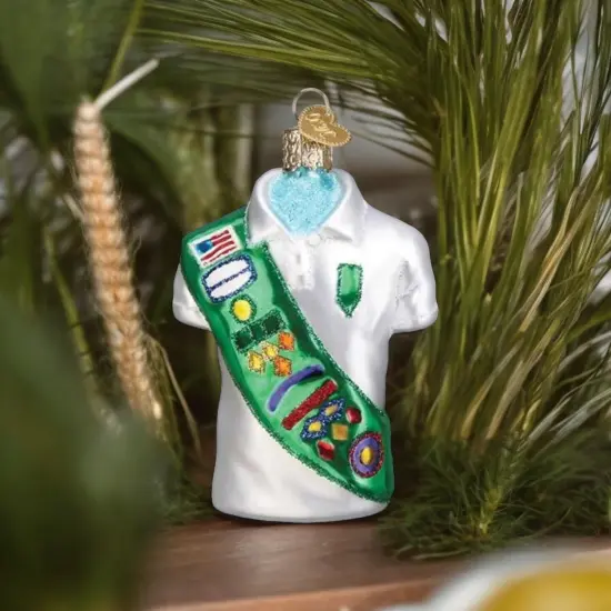Old World Christmas 3.75 In Girl Scout Uniform Christmas Tree Ornament , Cookies Badges Ornament White {4}