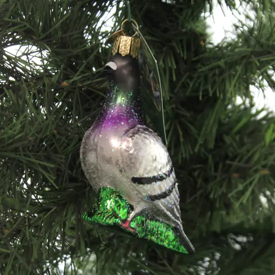 Old World Christmas 4.0 Inch Pigeon Tree Ornament , Ornament Navigate Skill Silver {3}