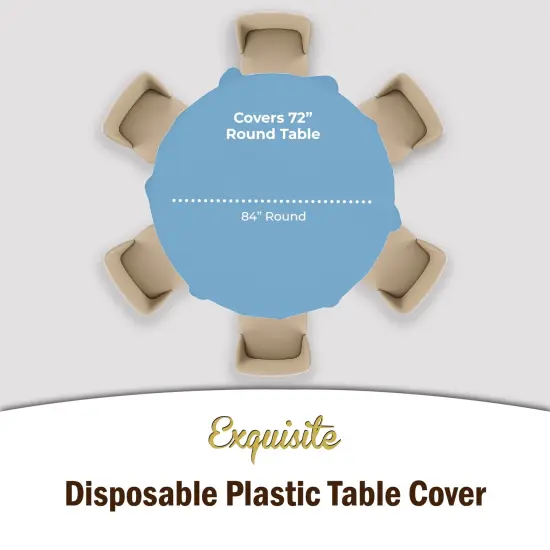 Exquisite Disposable Round Plastic Tablecloths &ndash; 6 Pack 84" Disposable Table Cloths &ndash; Indoor/Outdoor Party Tablecloth &ndash; Round Plastic Table Cover for Events & Party Supplies Light Blue {3}