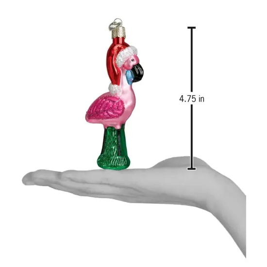 Old World Christmas 5.0 Inch Yard Flamingo Tree Ornament , Santa Hat Christmas Pink {2}