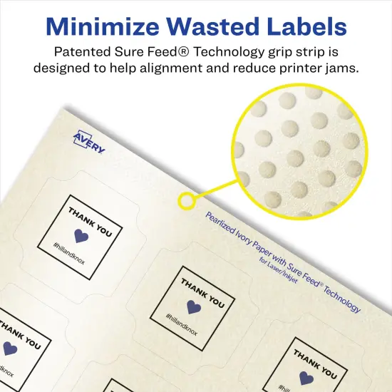 Avery Pearlized Ivory Square Scalloped Labels with Sure Feed Technology, Print-to-the-Edge, 1-5/8" x 1-5/8" {4}