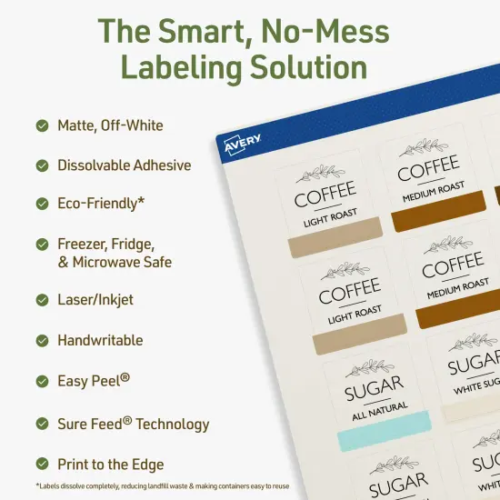Avery Dissolvable Labels, 1.5" x 1.5" Square {2}