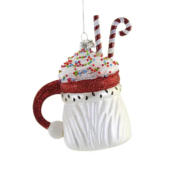 Noble Gems 5.0 Inch Santa Cocoa Mug Tree Ornament , Christmas Ornament Peppermint Multicolored {2}
