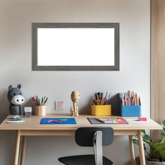 Regis Barnwood Narrow Framed Dry Erase Magnetic Board Grey {5}