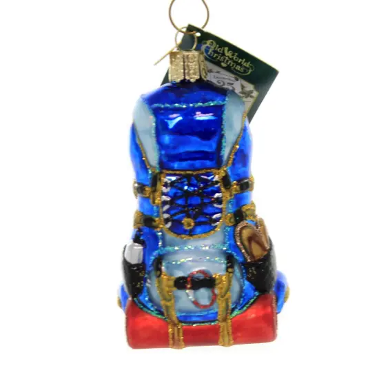 Old World Christmas 4.0 Inch Hiking Backpack Tree Ornament , Explore Nature Scenic Blue {2}
