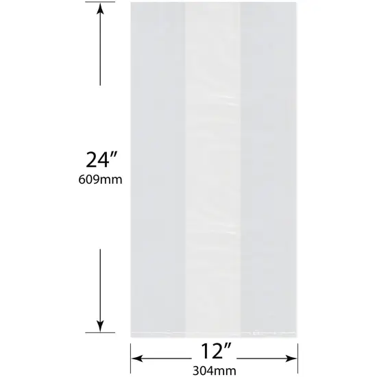 Plymor 12" x 8" x 24" (Pack of 100), 2 Mil Gusseted Plastic Bags {3}