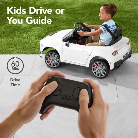 Best Choice Products Kids 12V Electric Ride-On Car Officially Licensed Ford Mustang w/ Remote, LED Lights White {3}