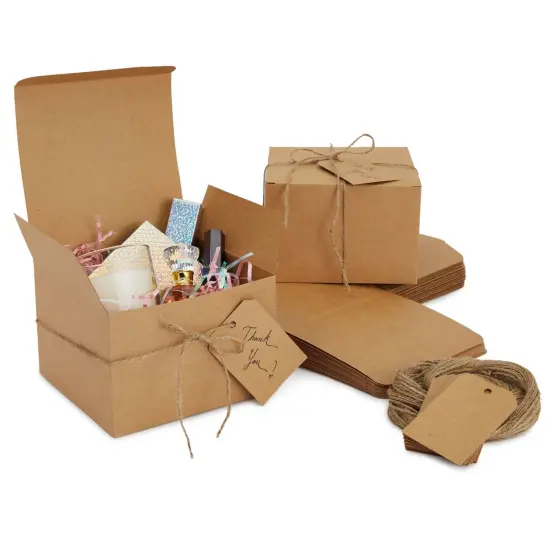 Brown Gift Boxes with Lids, Bulk for Wedding Favors, Birthday Party (6x6 In, 25 Pack) {1}