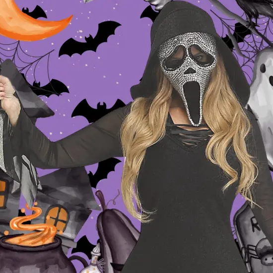 Women's Scream Ghost Face Bling Costume Halloween Sparkle Mini Dress Rhinestone Mask Scary Party Outfit {4}