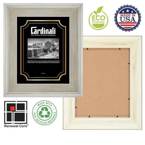 Cardinali Plein Air, Silver 11x14" Picture Frame with Acrylic Glazing & Cardboard Backing, for Photography or Canvas Frame, 3 Wide Moulding, 1/2 Rabbet Depth, D-Ring Hangers Included {5}