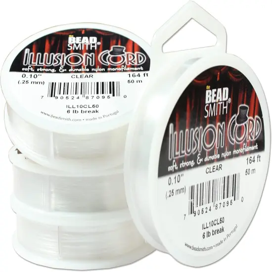 The Beadsmith Illusion Cord &ndash; Durable Nylon Monofilament &ndash; Clear Color, 0.254mm Diameter, 50-Meter Spool &ndash; Jewelry Making Cord for Creating Necklaces, Bracelets and DIY Crafts {1}