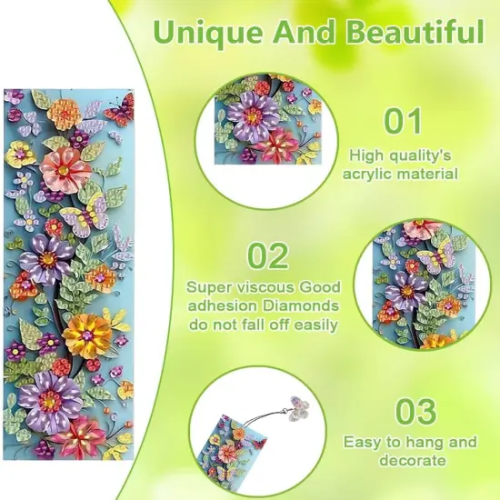 4pcs Diamond Painting Bookmark Kits for Adult(Flower) {5}