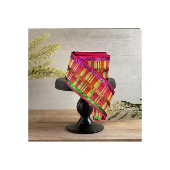 2.5" Faux Dupion Glitter Ribbon: Yellow (5 Yards) {3}