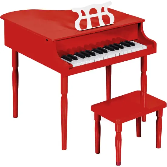 Best Choice Products Kids Classic 30-Key Mini Piano w/ Lid, Bench, Folding Music Rack, Song Book, Stickers Red {1}
