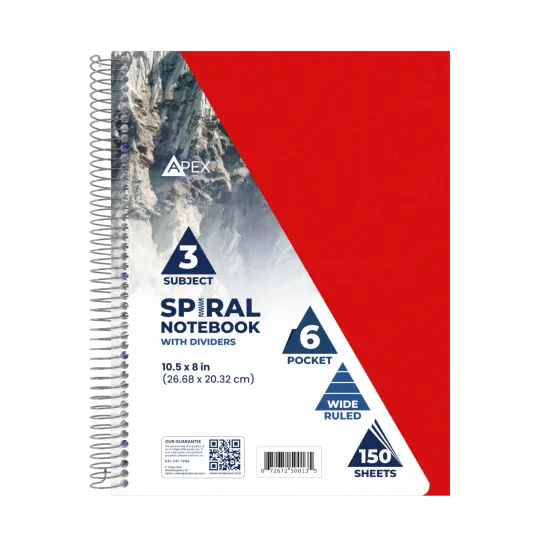 Spiral Notebook 3-Subject Wide-Ruled &ndash; 150 Sheets &ndash; 24 Ct {1}