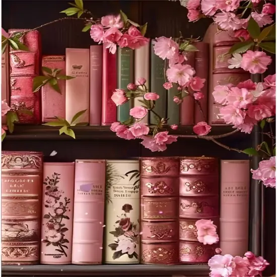 Pink Books 5D DIY Diamond Art Kits Full Drill Diamond Dots, 12x16 {1}