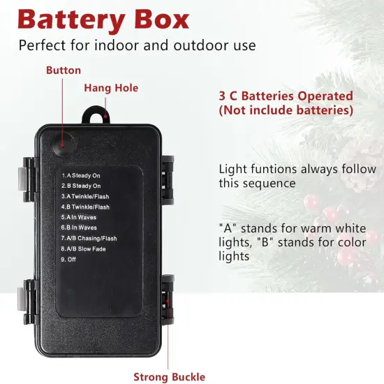 9FT Prelit Artificial Christmas Garland with Color Changing Lights, 9 FT, Snow {3}