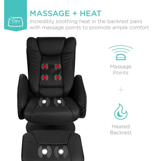 Best Choice Products Faux Leather Electric Massage Recliner Chair w/ Stool Ottoman, Remote Control, 5 Modes Black {2}