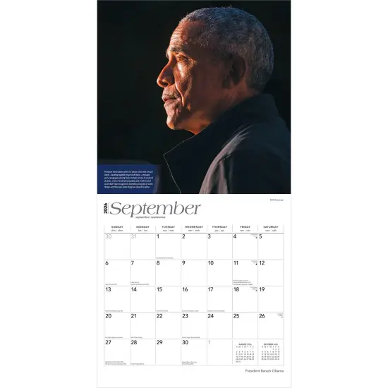 President Barack Obama | 2026 12 x 24 Inch (Hanging) Monthly Square Wall Calendar | Plastic-Free {4}