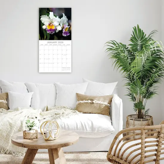 The Gifted Stationary 2026 Square Wall Calendar, Orchids, 16-Month Floral Theme with 180 Reminder Stickers (12x12 In) Multicolor {2}