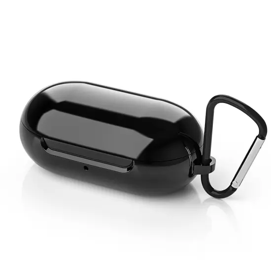 For Samsung Galaxy Buds / Plus Case with Keychain, Protective Earbuds Cover, Metallic Black {1}