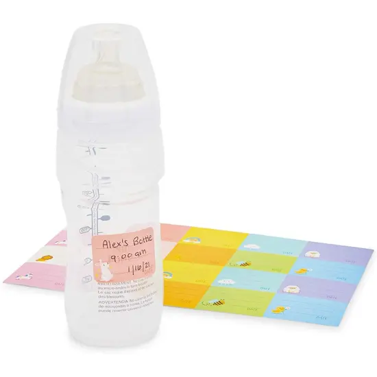 Removable Baby Bottle Labels for Daycare, 25 Sheets (10 Colors, 500 Pieces) {4}