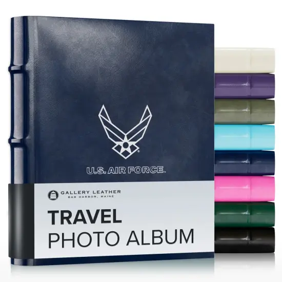 Gallery Leather Travel Photo Album Holds 4x6 Photos, 3 Ring Binder, 50 Pages for 50 Photos, Fillable, Handcrafted &ndash; 6.5&rdquo; x 5.5&rdquo; Acadia Lime {6}