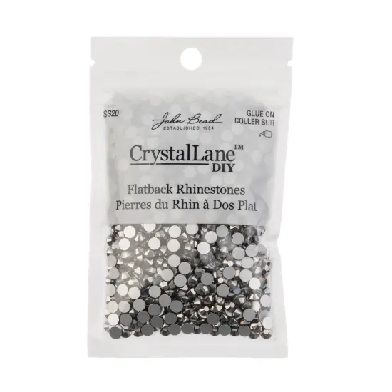 Crystal Lane DIY SS20 Glass Flatback Rhinestones, 1440pcs Hematite {3}