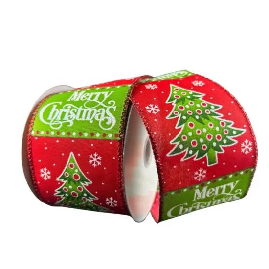 2.5" Whimsy Merry Christmas Ribbon: Red (10 Yards) {1}