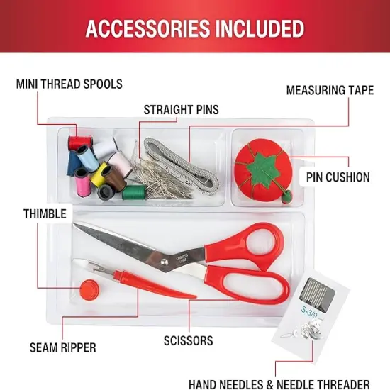 Basket with Sewing Notions Kit & Removable Tray-Vintage Spools, Tan {4}