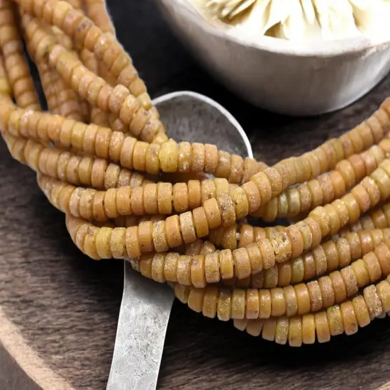 6x3mm Rustic Aged Camel Brown Indonesian Heishi Beads (20" Strand) {1}