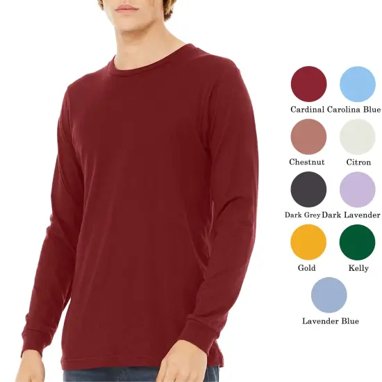 Bella + Canvas Long Sleeve T-Shirt, Men&rsquo;s Heavy Cotton Jersey Tee, Multicolor Black {4}