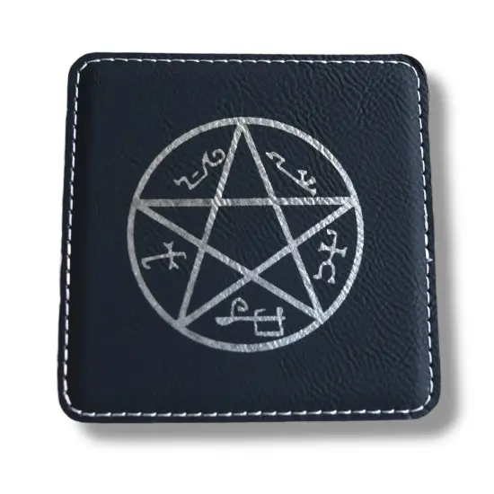 Coaster - Demon Trap - SET OF 2 - Leather or Stitched Cork Dark Brown/Black {6}