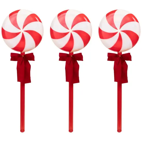 Northlight Lighted Peppermint Candy Christmas Outdoor Pathway Markers -16" - Set of 3 Red {3}