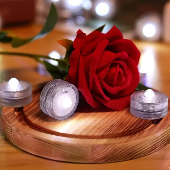 Submersible LED Light,White Small LED Light,100 Hours Waterproof Flameless Led Lights Battery Powered for Wedding Home Vase Festival Party Decoration 12pcs (Built-in 24 Batteries) {6}